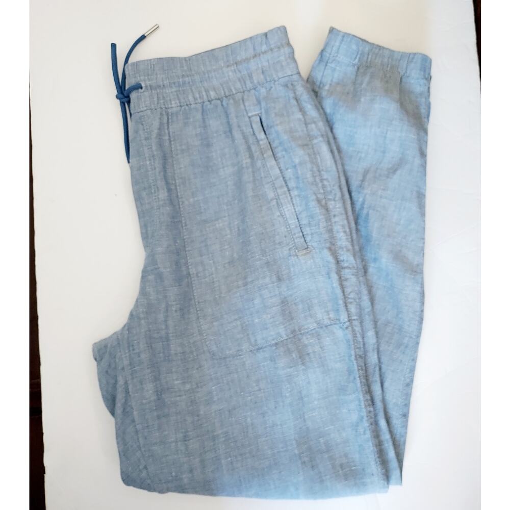 Athleta Chambray Blue 100% Linen Jogger Pants Size 4